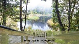  Presentation with serenity - Cool new presentation design with wooden-pier-in-serenity-mountains backdrop and a coral colored foreground