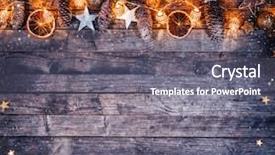  Presentation with free christmas - PPT theme featuring wooden planks celebration and holiday background and a gray colored foreground