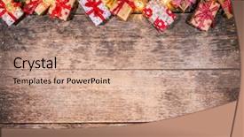  Presentation with free christmas - PPT theme enhanced with wooden planks celebration and holiday background and a coral colored foreground