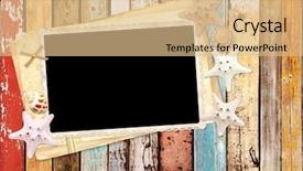  Presentation with old photo - Presentation theme with wooden planks mock up template background and a coral colored foreground