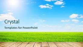  Presentation with summer sun - Colorful PPT layouts enhanced with summer green field with blue backdrop and a sky blue colored foreground