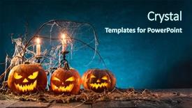 Presentation with spooky - Amazing PPT layouts having wooden planks with spooky background backdrop and a navy blue colored foreground