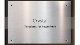  Presentation with white plate - PPT theme enhanced with wooden-plaque-with-silver-plate background and a light gray colored foreground