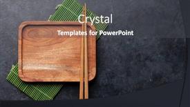  Presentation with japanese food - Theme having wooden-plate-and-chopsticks background and a dark gray colored foreground