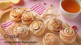  Presentation with puff pastry - Cool new presentation with wooden plate with apple roses backdrop and a  colored foreground