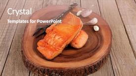  Presentation with healthy breakfast - Colorful slide deck enhanced with wooden plate with black forge backdrop and a coral colored foreground