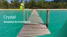  Presentation with turquoise beach - Beautiful slides featuring powtoon - wooden pontoon in the turquoise backdrop and a ocean colored foreground