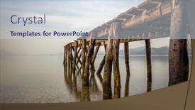  Presentation with island - Cool new PPT theme with wooden-pontoon-on-evia-island backdrop and a lemonade colored foreground