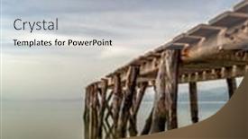  Presentation with island - Presentation theme consisting of wooden-pontoon-on-evia-island background and a light gray colored foreground