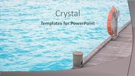  Presentation with resort - PPT theme with wooden pontoon with flotation ring background and a sky blue colored foreground