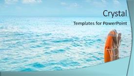  Presentation with resort - Cool new PPT theme with wooden pontoon with flotation ring backdrop and a light blue colored foreground