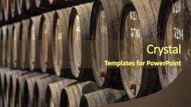  Presentation with cellar - Audience pleasing PPT theme consisting of wooden porto wine barrel backdrop and a tawny brown colored foreground