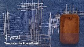  Presentation with jeans blue denim texture - Presentation design having wooden-price-tag-label background and a ocean colored foreground