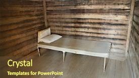  Presentation with prison - Amazing slide deck having wooden prison cell with simple backdrop and a tawny brown colored foreground