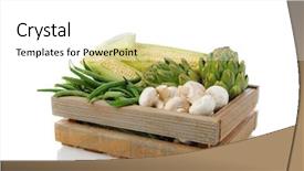 Presentation with corn cob - Slide deck enhanced with wooden produce crate with assorted background and a white colored foreground