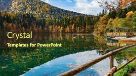  Presentation with forests - PPT theme enhanced with wooden-railings-on-the-embankment background and a tawny brown colored foreground