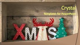  Presentation with text box - Colorful slide deck enhanced with wooden reindeer with xmas text backdrop and a  colored foreground