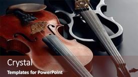  Presentation with electric - Colorful PPT theme enhanced with wooden-retro-violin-and-modern backdrop and a tawny brown colored foreground
