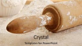  Presentation with flour - Colorful PPT theme enhanced with wooden rolling pin with flour backdrop and a coral colored foreground