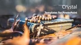  Presentation with holy bible - Slide set featuring wooden-rosary-beads-and-holy background and a gray colored foreground
