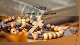  Presentation with holy bible - Presentation theme featuring wooden-rosary-beads-and-holy background and a coral colored foreground