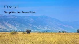  Presentation with marsh - Cool new slide deck with wooden round tower for bird watching among the marsh grass hula nature reserve israel december backdrop and a light blue colored foreground