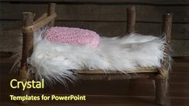  Presentation with newborn baby - Cool new PPT layouts with wooden rustic handmade baby bed backdrop and a wine colored foreground