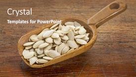  Presentation with rustic wood - Presentation theme having wooden rustic scoop of against grunge weathered wood background and a coral colored foreground