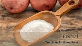  Presentation with potato - PPT theme enhanced with wooden-rustic-scoop-of-potato background and a coral colored foreground