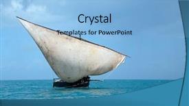  Presentation with sailboat - Beautiful PPT theme featuring wooden sailboat dhow on water with clouds zanzibar island backdrop and a light blue colored foreground