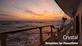  Presentation with sailing - Audience pleasing PPT theme consisting of wooden-sailing-ship-at-sea backdrop and a wine colored foreground
