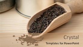  Presentation with tea leaves - Presentation theme featuring wooden-scoob-with-uva-highlands background and a coral colored foreground