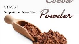  Presentation with cocoa - Cool new PPT layouts with wooden scoop and cocoa powder on white background backdrop and a white colored foreground
