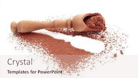  Presentation with cocoa - Theme featuring wooden scoop with healthy cocoa powder on white background background and a lemonade colored foreground