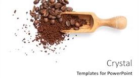  Presentation with coffe - PPT layouts consisting of wooden-scoop-with-instant-coffee background and a white colored foreground