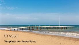  Presentation with sea sun - Slide deck enhanced with wooden-sea-pier-in-sun background and a coral colored foreground