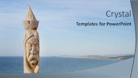  Presentation with shaman - Slides with wooden-shaman-totems-at-burhan background and a light blue colored foreground