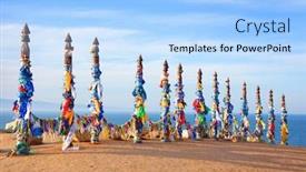  Presentation with shaman - Colorful theme enhanced with wooden-shaman-totems-at-burhan backdrop and a light blue colored foreground