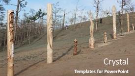 Presentation with shaman - Presentation theme having wooden-shaman-totems-at-burhan background and a coral colored foreground