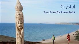  Presentation with shaman - Slides having wooden-shaman-totems-at-burhan background and a sky blue colored foreground