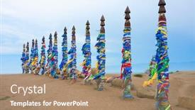  Presentation with shaman - Cool new PPT layouts with wooden-shaman-totems-at-burhan backdrop and a coral colored foreground