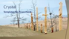  Presentation with shaman - Presentation theme with wooden-shaman-totems-at-burhan background and a sky blue colored foreground