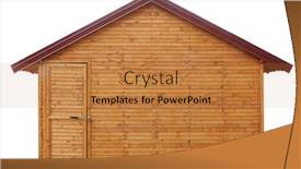  Presentation with log cabin - Slide deck with wooden-shed-or-log-cabin background and a gold colored foreground