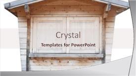  Presentation with wood log - Presentation theme consisting of wooden-shed-stall-market-stand background and a soft green colored foreground