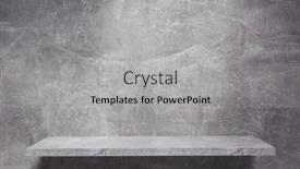  Presentation with marble tile texture stone wall - Slide set having wooden-shelf-at-wall background and a light gray colored foreground