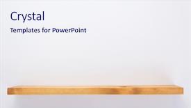  Presentation with design rustic wood wall texture - Slide set consisting of wooden shelf at white background background and a sky blue colored foreground