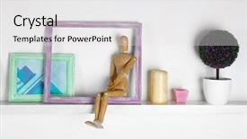  Presentation with hyper operation room - PPT theme with wooden shelf with decorative things background and a  colored foreground