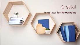  Presentation with hexagon - Cool new PPT theme with hexagon design - different books on wooden shelves backdrop and a lemonade colored foreground