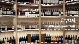  Presentation with wine store - Theme with wooden shelves at liquor background and a violet colored foreground