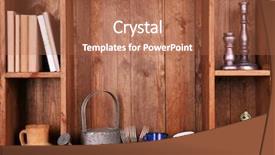  Presentation with wooden - Cool new slides with wooden shelves with antiques things backdrop and a  colored foreground